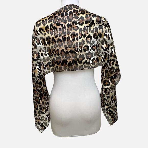 Leopard Print Scarf Wrap Brown Black Soft Trendy Chic Fashion Rectangle 13x57 - Picture 3 of 12